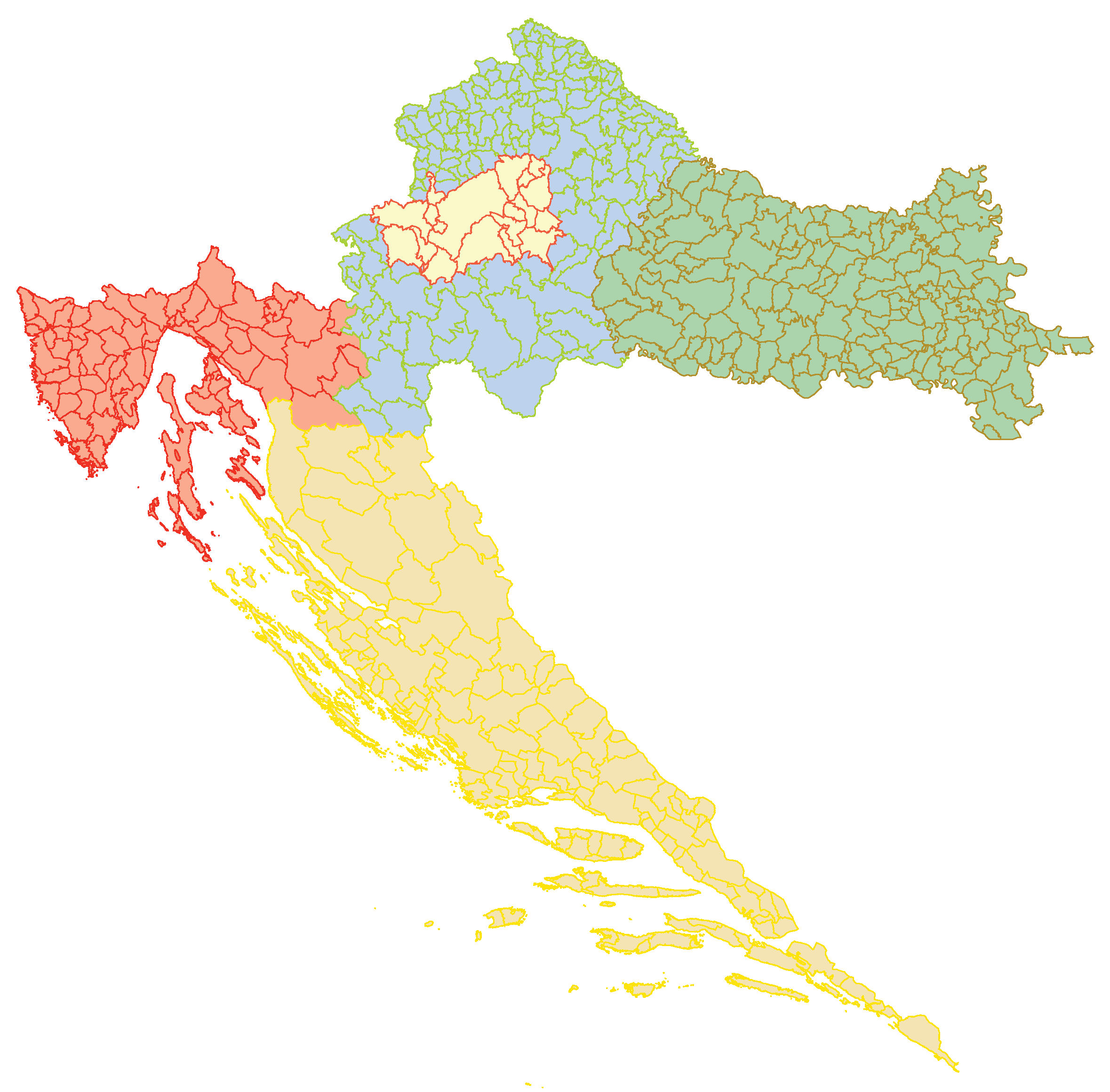 karta općina hrvatske Karta RH: Prijedlog teritorijalne podjele Hrvatske | Centar za  karta općina hrvatske